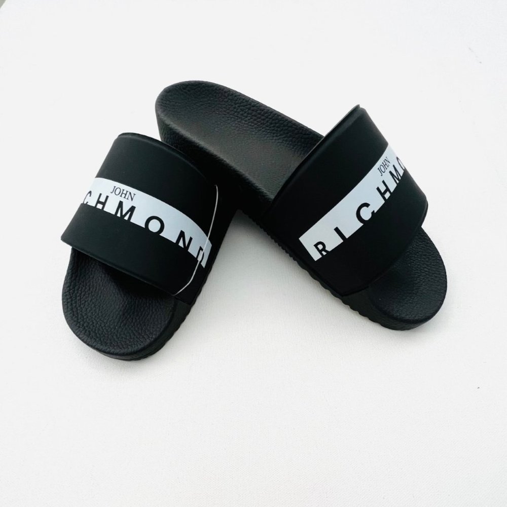 John Richmond Logo Rubber Slides Black
